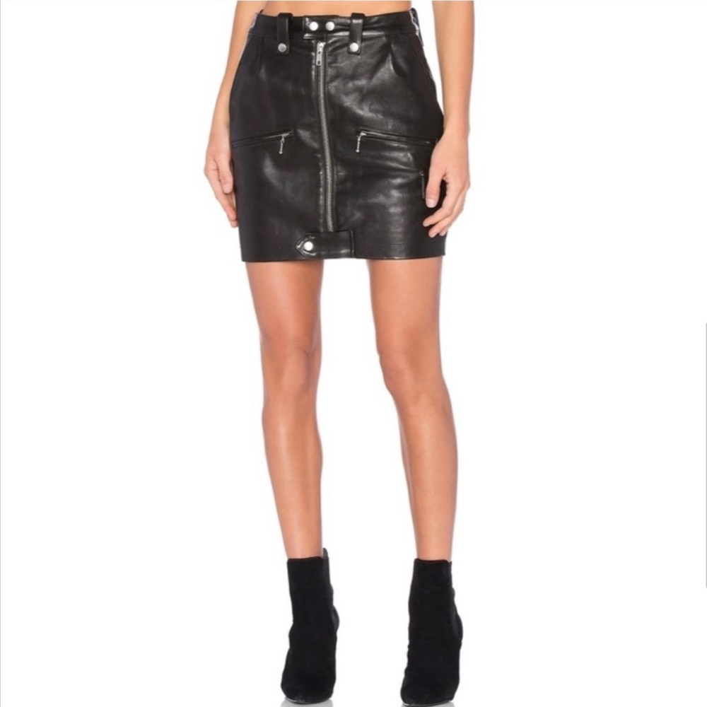 FRAME Leather Skirt 🖤 Moto Punk Black Noir size 29